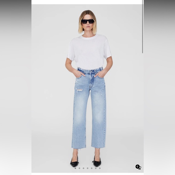 Anine Bing Gavin Jeans - Light Blue Straight Leg Jeans - Picture 1 of 6